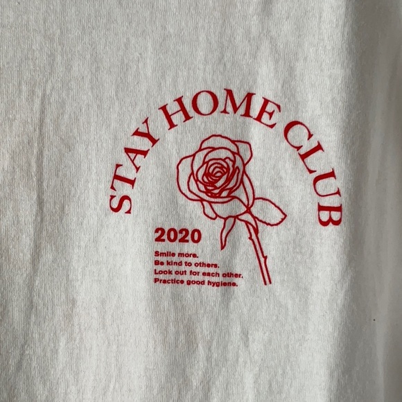 PACSUN Mens Long Sleeve “STAY HOME CLUB” T-Shirt, Size M - Picture 2 of 3